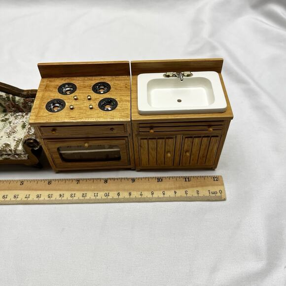 Dollhouse Miniature Furniture Kitchen Appliances MCM Upholstered Couch Chairs - Picture 9 of 13